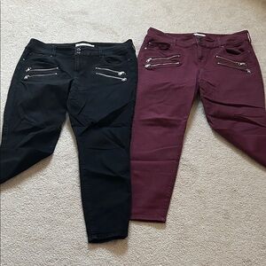 2 Pairs Torrid Stylish Black and Burgundy Women's Jeggings